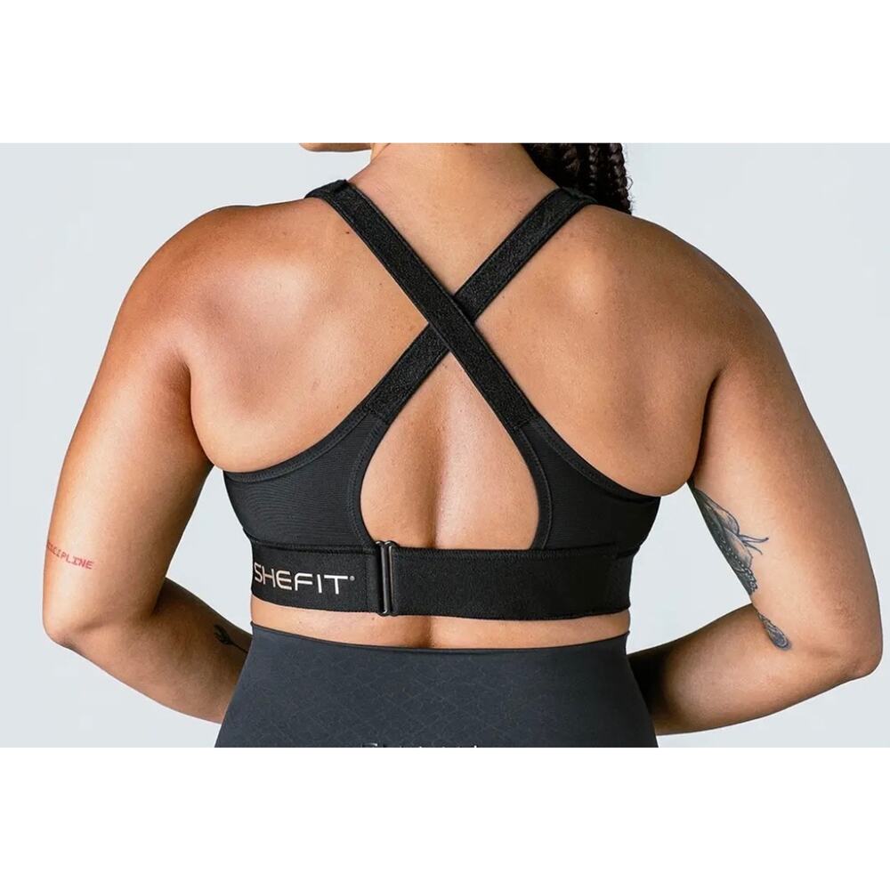 NWT SHEFIT Ultimate Sports Bra Sz 3 Luxe Black Adjustable High Impact Front Zip - Picture 14 of 16